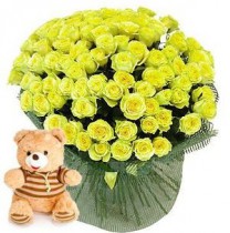 75 roses "Gold" + teddy bear as a gift !!!