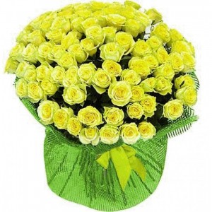 101 жовта троянда — Троянди купити з доставкою в KievFlower.  Артикул: 53747