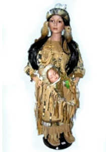 Кукла фарфоровая Индианка 55 см