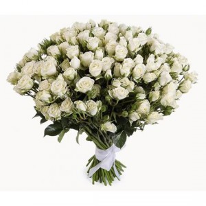 Букет з 51 білої кущової троянди — Kievflower - Доставка квiтiв