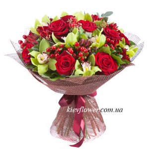 Букет "Венеція" — Троянди купити з доставкою в KievFlower.  Артикул: 48118