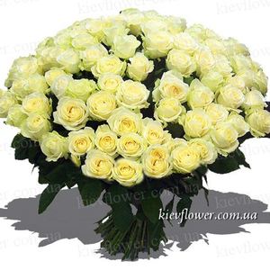 Акція - 101 біла троянда. — Букети квітів купити з доставкою в KievFlower.  Артикул: 101103