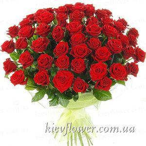 Букет 55 роз "Grand Prix" h 80 см  — Букеты цветов заказать с доставкой в KievFlower.  Артикул: 1273
