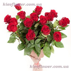 Букет из 15 красных роз (Роза Эквадор) — Букеты цветов заказать с доставкой в KievFlower.  Артикул: 1213