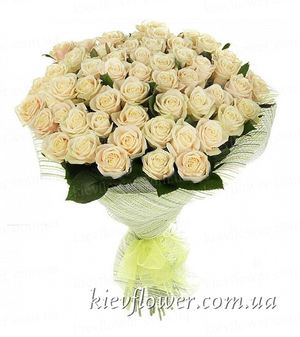 Букет из 51 кремовой розы — Букеты цветов заказать с доставкой в KievFlower.  Артикул: 0627