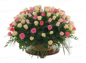 Кошик троянд "Тет" 101 троянда — Букети квітів купити з доставкою в KievFlower.  Артикул: 7016