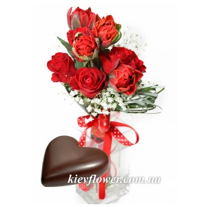 Букет "Моїй коханій дівчині" — Троянди купити з доставкою в KievFlower.  Артикул: 55510