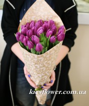 27 фиолетовых тюльпанов