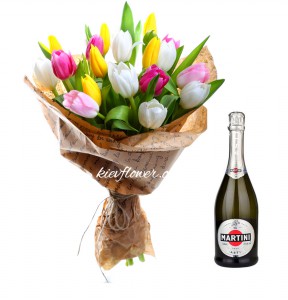 17 тюльпанов и Martini Asti — Kievflower - Доставка цветов