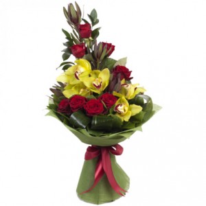 Мужской букет из роз и орхидей — Kievflower - Доставка цветов