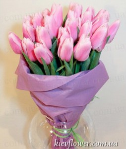 Розовые тюльпаны — Букеты цветов заказать с доставкой в KievFlower.  Артикул: 0400