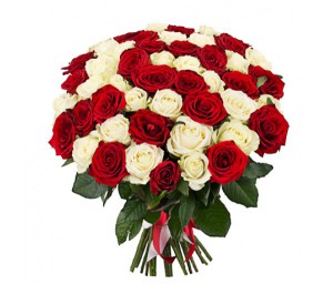 Бело-красный букет — Kievflower - Доставка цветов
