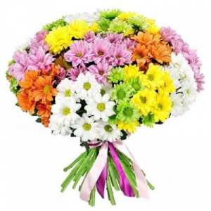 Букет из 51 разноцветной хризантемы — Kievflower - Доставка цветов