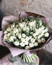 Белоснежные тюльпаны 101 шт 