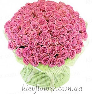 Букет "101 розовая роза" — Букеты цветов заказать с доставкой в KievFlower.  Артикул: 0628