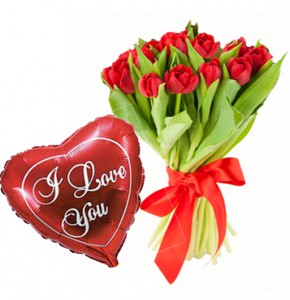 Сердце + 15 тюльпанов  — Kievflower - Доставка цветов
