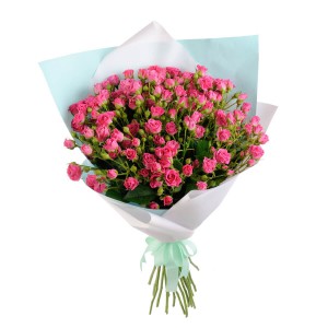 Букет из 25 розовых кустовых роз — Kievflower - Доставка цветов