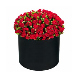 15 красных кустовых роз в шляпной коробке — Kievflower - Доставка цветов