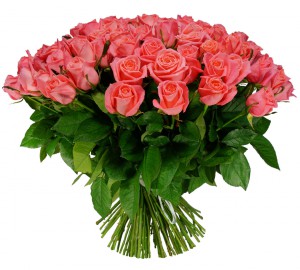 Букет из 75 коралловых роз — Kievflower - Доставка цветов