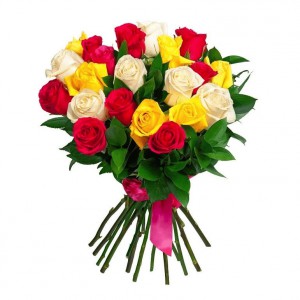 Букет из 25 разноцветных роз — Kievflower - Доставка цветов