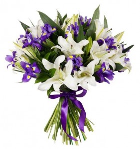 Букет лилий с ирисами " Алина " — Kievflower - Доставка цветов