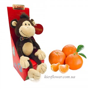 Мавпа з солодощами + Мандарини — Kievflower - Доставка квiтiв