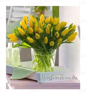 51 желтый тюльпан — Букеты цветов заказать с доставкой в KievFlower.  Артикул: 0566