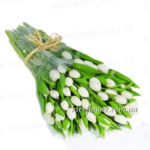 Букет 51 білого тюльпана — Букети квітів купити з доставкою в KievFlower.  Артикул: 0564