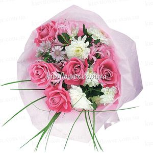 Bouquet "For My Baby Girl" — buy an affordable bouquet with roses and chrysanthemums, delivery in Kyiv and Ukraine
