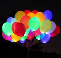 glowing helium balloons