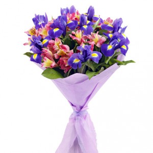 Bouquet of irises and alstromeries Antonina — KievFlower - flowers to Kiev & Ukraine 